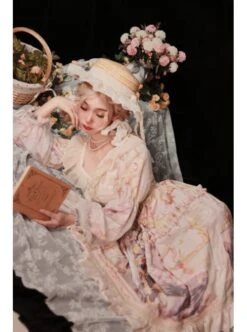 Beginning Of Sun And Moon Series OP Vintage Printing Elegant Classic Lolita Long Sleeve Dress -NAUS Lolita Shop 3 500x672 627