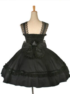 Dream Alice Cute Rabbit Black Gothic Lolita Sling Dress -NAUS Lolita Shop 3 500x672 666