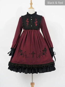 Oath Roses Series OP Gothic Lolita Long Sleeve Dress -NAUS Lolita Shop 3 500x672 669
