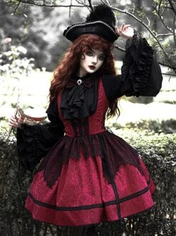 Court Style Retro Fishbone Breast Support Three-Dimensional Jacquard Long Sleeve Gothic Lolita Dress -NAUS Lolita Shop 3 500x672 675