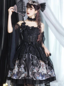 Virgin Flower Series JSK Gothic Lolita Light Hanayome Tea Party Sling Dress -NAUS Lolita Shop 3 500x672 685