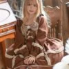 Bear Cookies Series OP Brown Pleated Plaid Bowknot Classic Lolita Long Sleeve Dress
