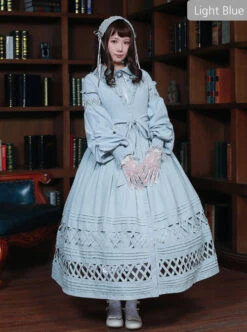 Lovely Long Sleeves Red Bow Cotton Lolita Dress -NAUS Lolita Shop 3 500x672 766