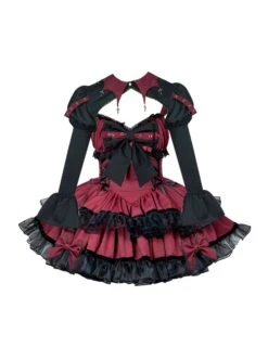 Demon Contract Series Sexy Spring Summer Contrast Color Sweet-Cool Girl Halloween Gothic Lolita Sleeveless Dress Suit -NAUS Lolita Shop 3 500x672 784