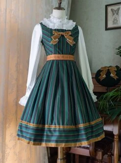 School Style Retro Stripe Contrast Color Simple Daily Commuting School Lolita Sleeveless Dress -NAUS Lolita Shop 3 500x672 810