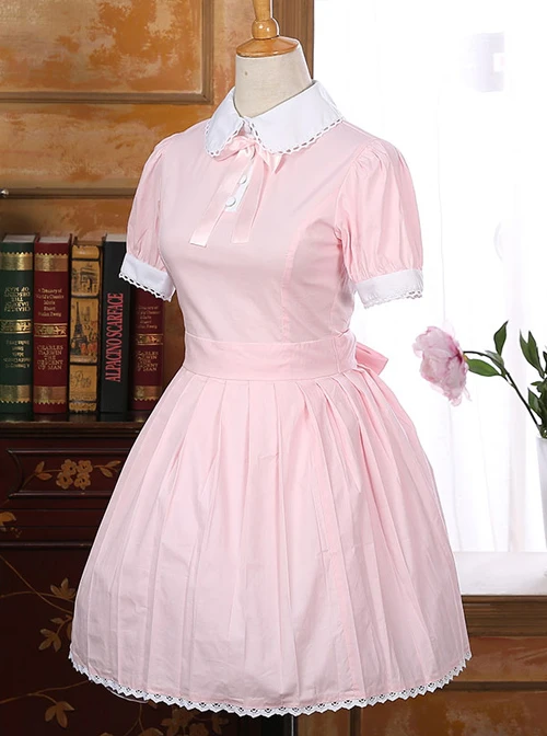 Lapel Bowknot School Lolita Short Sleeve Dress 9 Lapel Bowknot School Lolita Short Sleeve Dress - Image 9