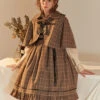 Little Detective Series JSK School Lolita Brown Plaid Sling Dress And Cloak