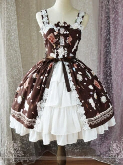 Magic Tea Party Sunny Day And Food Series Printing Classic Lolita JSK Sling Dress Version 2 -NAUS Lolita Shop 3 500x672 83