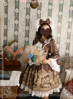 Magic Tea Party Western Style Dress Workshop Series Printing Long Puff Sleeve Classic Lolita Dress -NAUS Lolita Shop 3 500x672 96