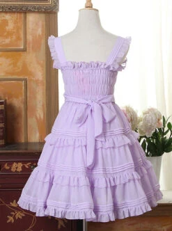 Purple Bowknot Flounced Sweet Lolita Sling Dress -NAUS Lolita Shop 4 500x672 1000