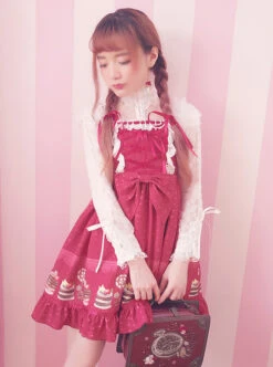 Cake Dessert Chocolate Printing Sweet Lolita Sling Dress -NAUS Lolita Shop 4 500x672 1007