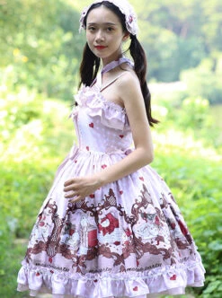 Magic Tea Party Flowers And Birds Poetry Series Sweet Lolita Sling Dress -NAUS Lolita Shop 4 500x672 1015