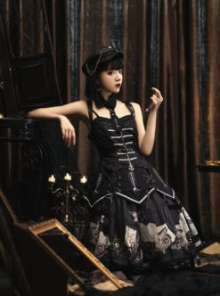 Pirate Boat Series JSK Retro Darkness Punk Lolita Sling Dress -NAUS Lolita Shop 4 500x672 1124