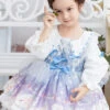 Cute Rabbits Printing Sweet Lolita Light Blue Children Long Sleeve Dress