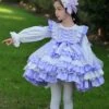 Lace Round Neck Cute Stitching Lantern Sleeve Multi-Layer Hem Sweet Lolita Kids Long-Sleeved Dress
