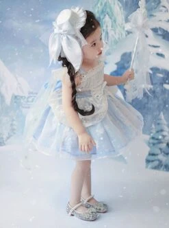Castle Pattern Decoration Snowflake Sequins Ruched Lace Mesh Trim Classic Lolita Kid Princess Slip Dress -NAUS Lolita Shop 4 500x672 1251