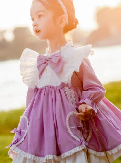 Cute Frill Collar Purple Bowknot Children Sweet Lolita Long Sleeve Dress -NAUS Lolita Shop 4 500x672 1260