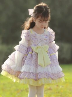 Cute Round Neck Lace Broken Flowers Princess Dress Sweet Lolita Spring Kids Long Sleeve Dress -NAUS Lolita Shop 4 500x672 1268