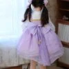 Light Purple Chinese Knot Antiquity Bunny Han Element Tang Style Junior Sister Sweet Lolita Kid Lantern Sleeves Dress