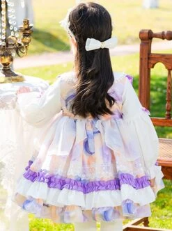 White Lace Lapel Floral Print Puff Sleeve Spring Classic Lolita Kids Long-Sleeved Dress -NAUS Lolita Shop 4 500x672 1292