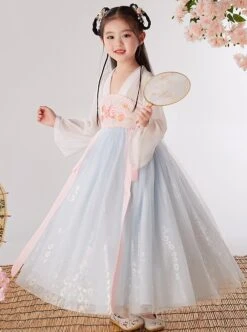 Chinese Style Cute Flower Embroidery Super Fairy Pearl Decoration Breathable Kids Hanfu Dress -NAUS Lolita Shop 4 500x672 1293