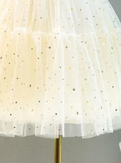 Summer Girl Apricot Princess Style Star Sequins Net Elegant Tutu Birthday Performance Classic Lolita Kid Puff Sleeve Dress -NAUS Lolita Shop 4 500x672 1336
