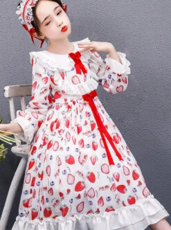 Strawberry Blueberry Printing Children Sweet Lolita Long Sleeve Dress -NAUS Lolita Shop 4 500x672 1354
