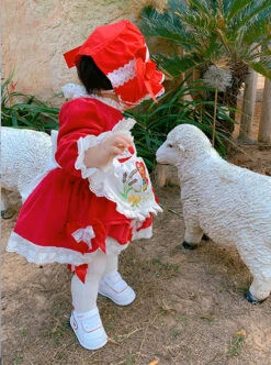 Pleated Lace Apron Design Cute Pattern Embroidery Children Classic Lolita Bow Knots Kids Long Sleeves Dress -NAUS Lolita Shop 4 500x672 1369