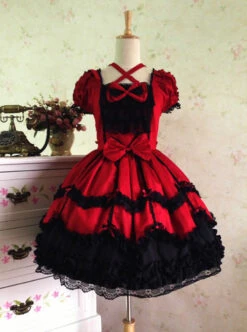 Vintage Lace Party Prom Cotton Short Sleeve Sweet Lolita Dress -NAUS Lolita Shop 4 500x672 1383