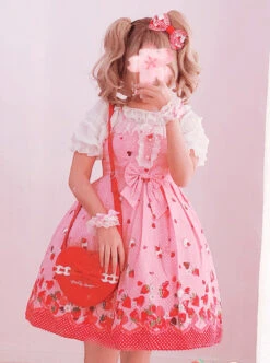 Chocolate Strawberry Sweet Lolita Sling Dress -NAUS Lolita Shop 4 500x672 1386