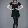 Steam Punk Gothic Lace Embroidery Long-style T-shirt Short Sleeve Short-style Dress