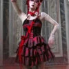 Hades Banquet Series Gothic Red Cross Design Three-Dimensional Lace Rose Jacquard Decoration Sleeveless Dress