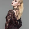 Purple Lace Perspective Backless Sexy Slim Gothic Long Sleeve Long Dress