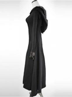 Punk Gothic Nobleman Priestess Irregular Lower Hem Hooded Dress -NAUS Lolita Shop 4 500x672 1454