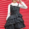 Black Asymmetric Hem Punk Gothic Lolita Sling Dress