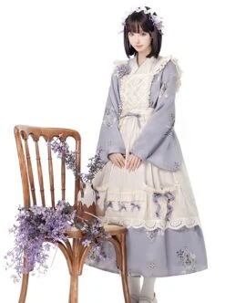 Pharmacy In The Clouds Series Chinese Style Han Elements Forest Vibes Gentle Sweet Light Purple Lolita Dress Apricot Overskirt Two Piece Set -NAUS Lolita Shop 4 500x672 178
