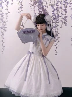 Chinese Style Stand Collar Purple Wisteria Embroidered Printing Bowknot Decoration Classic Lolita Sleeveless Dress -NAUS Lolita Shop 4 500x672 194