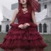Double Strap Bow Ribbon Rose Pendant Layered Dress Design Elegant Flowy Gothic Lolita Dress Set