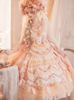 Retro Gorgeous Court Style Tea Party Style Lace Flower Decoration Sweet Lolita Sleeveless Dress -NAUS Lolita Shop 4 500x672 232