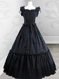 Black Retro Victorian Gothic Lolita Fly Sleeves Long Dress -NAUS Lolita Shop 4 500x672 246