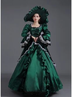 Klein Blue Retro Style Square Collar Chest Bowknot Black-white Lace Long Sleeve Court Prom Lolita Dress -NAUS Lolita Shop 4 500x672 265