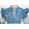 Medieval Retro Gentle Light Blue Chic Neckline Mid-length Sleeves Lace Embroidery Lolita Prom Dress