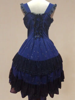 Bronzing Chiffon Navy Blue Ruffles Classic Lolita Dress -NAUS Lolita Shop 4 500x672 309