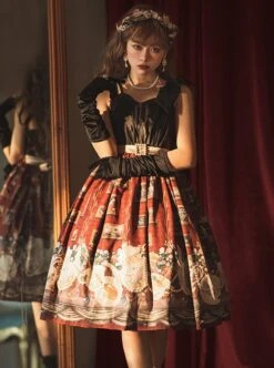 Ceylon Under The Moon Series Classical Oil Painting Style Printed Elegant JSK Classic Lolita Sleeveless Dress -NAUS Lolita Shop 4 500x672 320
