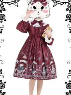 Magic Tea Party Rose Knight Series Classic Lolita Long Sleeve Dress -NAUS Lolita Shop 4 500x672 329