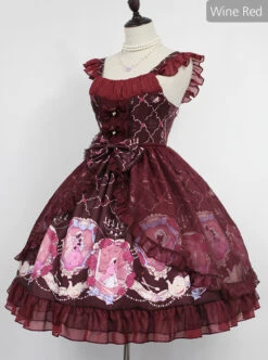 Beauty And Beast Series Printing Classic Lolita Sling Dress -NAUS Lolita Shop 4 500x672 334
