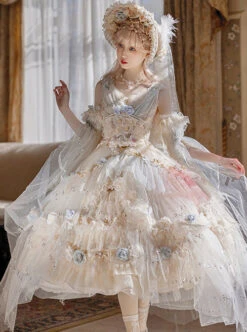 Gorgeous Flower Wedding Flower God Spirit Series JSK Gorgeous Heavy Industry Three-Dimensional Flower Sequin Classic Lolita Dress -NAUS Lolita Shop 4 500x672 340