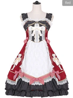 Lace Bowknot Ruffles Sling Dress Classic Lolita JSK -NAUS Lolita Shop 4 500x672 363