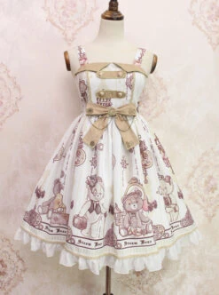 Steam Bear Series JSK Gear Bowknot Classic Lolita Sling Dress -NAUS Lolita Shop 4 500x672 378