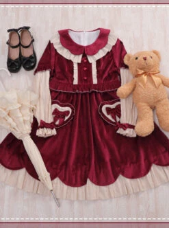 Autumn And Winter Black Or Red Elegant OP Classic Lolita Long Sleeve Dress -NAUS Lolita Shop 4 500x672 382